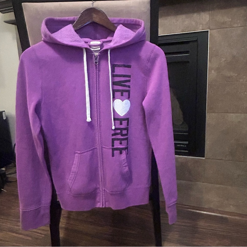 Mossimo Supply Co. 2010s Cozy Purple Full Zip Graphic Hoodie Size Small